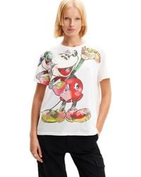Desigual - Arty Mickey Mouse T-shirt White - Lyst