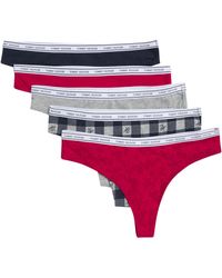 Tommy Hilfiger - S Classic Cotton Thong Underwear With Logo Waistband 5-pack - Lyst