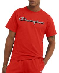 Champion - , Cotton Midweight Crewneck Tee,t-shirt For , Graphic, Solar Crimson Drop Shadow Script, Small - Lyst