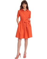 Donna Morgan - Short Sleeve Collar Neck Above Knee Dress With Front Placket - Lyst