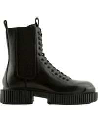 Emporio Armani - A | X Armani Exchange Armani Exchange Chunky Sole Leather Lace Up Combat Boot - Lyst