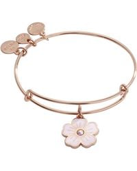 ALEX AND ANI - Pink Pansy And Crystal Bangle Bracelet - Lyst