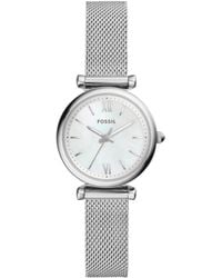 Fossil - Carlie Mini Quartz Stainless Steel Three-hand Dainty Silver Watch - Lyst