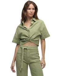 Hudson Jeans - Knot Front Button Down Short Sleeve Shirt - Lyst