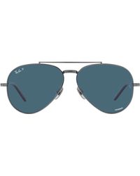 Ray-Ban 'aviator Light Ray' Rimless Titanium Sunglasses in Metallic | Lyst