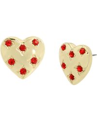 Steve Madden - S Stone Heart Stud Earrings - Lyst