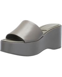 Vince - S Polina Platform Slide Sandals Hazelstone Grey Leather 8.5 M - Lyst