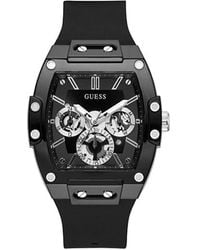 Guess - Watches Phoenix Gents Black Tone Leather Strap Watch Gw0203g3 - Lyst