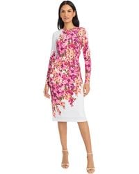 Maggy London - Form Fitting Midi Long Sleeve Special Occasion Evening Formal Wedding Guest Dress - Lyst