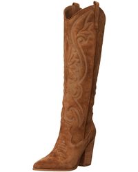 Steve Madden - Lasso Western-embroidered Suede Knee-high Boots - Lyst