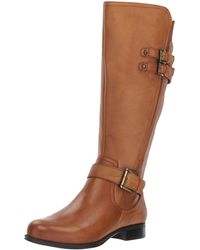 Naturalizer - S Jessie Knee High Buckle Detail Riding Boots Banana Bread Brown Leather Wide Calf 5 M - Lyst