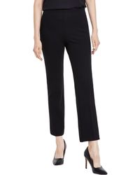 Anne Klein - Solid Viscose Straight Leg Pants - Lyst
