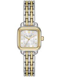 Kate Spade - Gracie Square Three-hand Two-tone Stainless Steel Watch - Lyst