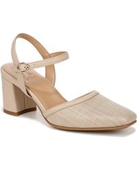 Naturalizer - S Wave Ankle Strap Closed Toe Dress Heels Tan Straw 11 W - Lyst