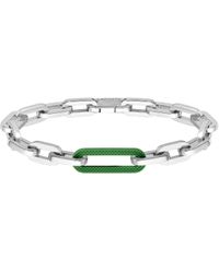 Lacoste - 2040103 Jewelry Ensemble Stainless Steel And Green Silicone Link/chain Bracelet Color: Silver - Lyst
