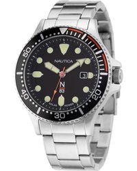 Nautica - N83 Napcbs307 Cocoa Beach Stainless Steel Bracelet & Black Wheat Pu Fiber Strap Watch - Lyst