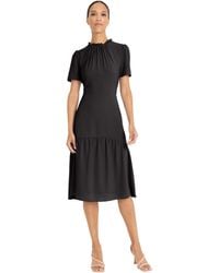 Maggy London - Elegant Ruffle Mock Neck Short Sleeve Midi A-line Cocktail-special Occasion Wedding Guest Dress - Lyst