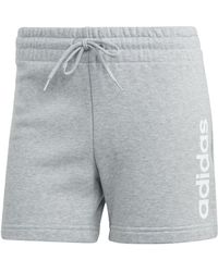 adidas - S Essentials Linear French Terry Shorts Medium Grey Heather/white 1x - Lyst