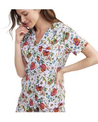 Vera Bradley - Cotton Pajama Set With Short Sleeve Button-up Shirt And Shorts - Lyst