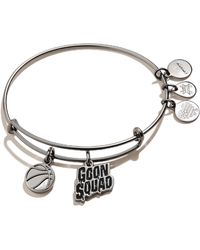 ALEX AND ANI - As21ebsj03rth,space Jam Goon Squad Duo Charm Expandable Bangle Bracelet,midnight Silver,black - Lyst