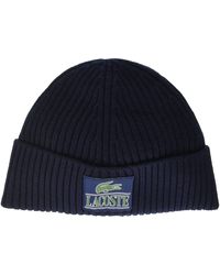 Lacoste - Wool Knitted Croc Beanie - Lyst