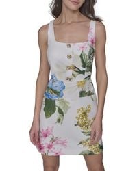 Karl Lagerfeld - Paris Tweed Printed Square Neck Aline Dress - Lyst