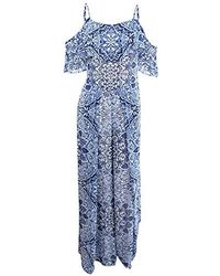 Tommy Hilfiger Printed Chiffon Jump Suit - Blue