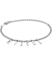 DIESEL - Logo Silver Stainless Steel Chain Bracelet And Anklet - Lyst