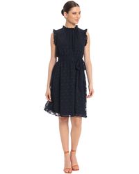 Maggy London - Ruffle Neck And Arm Dress With Waist Tie - Lyst