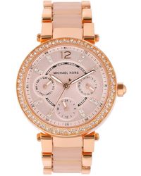 Michael Kors - Parker Multifunction Rose Gold-tone Stainless Steel Watch - Lyst