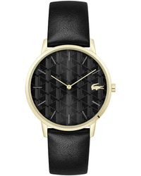 Lacoste - Crocorigin 3h Quartz Water-resistant Fashion Watch With Black Leahter Strap - Lyst