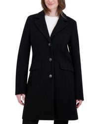 Laundry by Shelli Segal - Faux Wool Winter Single-breasted Dress Coat With Notch Collar - Lyst