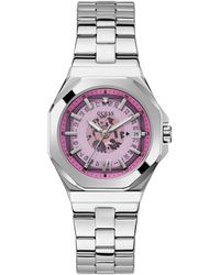 Guess - Silver Tone Strap Pink Dial Silver Tone - Lyst