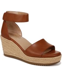 Naturalizer - Soul S Oakley Ankle Strap Wedge Heel Sandal Mid Brown Faux Leather 9 M - Lyst