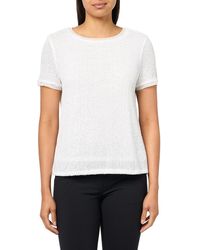 Anne Klein - Sequin Mesh W Triple Mesh Ss Banded Tee Bright White - Lyst