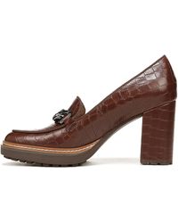 Naturalizer - S Callie-moc Heeled Lug Sole Loafer Brown Croc Leather 7.5 M - Lyst