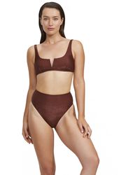 Gottex - Luma High End High Leg Cut High Waist Swim Bottom With Front And Back Lining Swimwear Bronze - Lyst