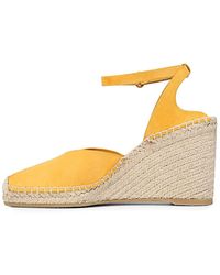 Vince - S Cecilia Closed Toe Espadrille Wedge Sandal Papaya Yellow Suede 9 M - Lyst