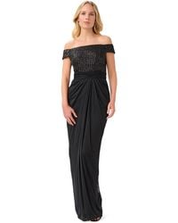 Adrianna Papell - Sequin Off The Shoulder Gown - Lyst