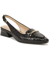 Naturalizer - S Lindsey Slingback Pointed Toe Low Block Heel Pump Black Croc Leather 6.5 W - Lyst