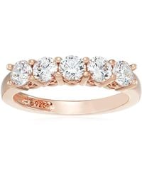 Amazon Essentials - Amazon Collection Rose Gold-plated Sterling Silver Infinite Elements Cubic Zirconia Round-cut 5 Stone Ring - Lyst