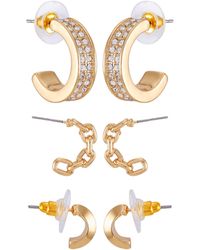 Guess - Goldtone C-hoop Trio Earring Set - Lyst