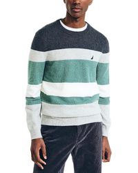 Nautica - Sustainably Crafted Striped Textured Crewneck Sweater - Lyst