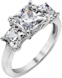 Amazon Essentials - Amazon Collection Platinum-plated Sterling Silver Infinite Elements Cubic Zirconia 3 Cttw Princess 3 Stone Ring - Lyst
