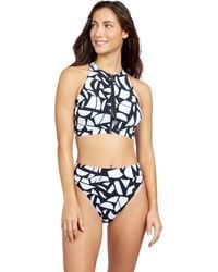 Gottex - Standard Free Sport Geo Club High Neck Bikini Swim Top With Zip - Lyst