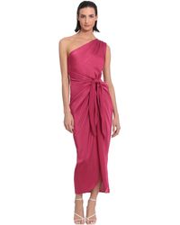 Donna Morgan - S Dresses One Shoulder Faux Wrap Light Charmeuse Maxi With Tie Waist Occasion Event Party Guest Of - Lyst
