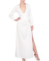 BCBGMAXAZRIA - Long Sleeve Surplice Neck Maxi Wrap Dress - Lyst