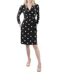Anne Klein - Long Sleeve Printed Jersey Wrap Dress White - Lyst