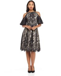 Maggy London Petite Lace Party Dress With Cold Shoulder Detail - Black