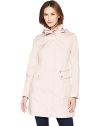 Cole Haan - Single Breasted Packable Rain Jacket With Removable Hood - Lyst